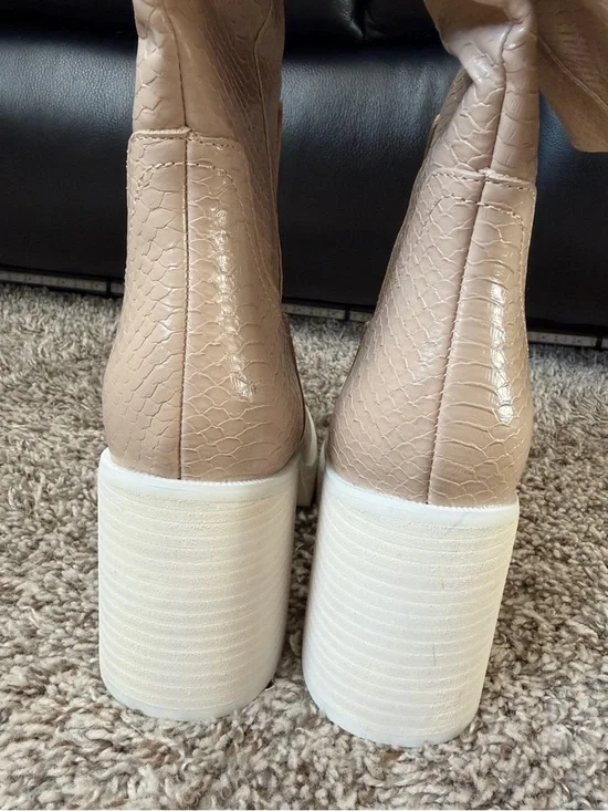 Oasis Society Women’s Beige Platform Knee High Boots - Picture 5 of 8